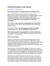 Pada jaman beliau di mausul di perintah oleh raja namrud yang. Kisah Kisah Nabi