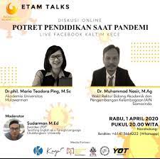 Pantun pendidikan di masa pandemioleh maryati (1)pandemi datang dari kota wuhankota yang berada di negara sebelahbelajar di rumah sangat membosan. Diskusi Online Potret Pendidikan Kaltim Di Tengah Pandemi Tantangan Belajar Metode Daring