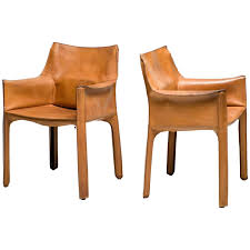 Pair Of Mario Bellini Saddle Leather Cab Chairs Cassina Italy Leather Chair Chair Leather Dining Chairs