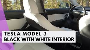 Inside the car, the interior is beautifully finished in black leather and black gloss panels with a broad light wood strip along the dashboard (a white leather interior is also available). Tesla Model 3 Black With White Interior Youtube