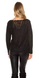 Choisissez votre pull, cardigan et gilet sur camaieu.fr. Pull En Grosse Maille A Paillettes Femme Dos En V Noir