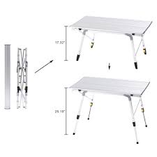 Campland Aluminum Height Adjustable Folding Table Camping Outdoor Lightweight For Camping Beach Back Folding Table Folding Picnic Table Portable Picnic Table