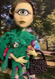 Tiny Green Rag Doll, One Eyed Alien, Cyclops, Primitive Figure