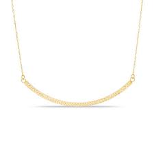 Cali trove celina collection 14k white yellow rose gold 1/6ct tdw round baguette white diamond fashion necklace. Diamond Cut Curved Bar Necklace In 14k Gold 17 Zales