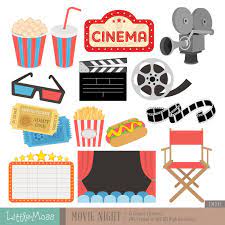 Movie Night Digital Clipart Etsy Movie Clipart Movie Night Clip Art