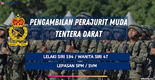 Berita baik buat mereka yang berhajat untuk menyertai tentera darat malaysia (tdm) sebagai perajurit muda td. Pengambilan Perajurit Muda Tentera Darat Lelaki Wanita Di Buka Jawatan Kosong