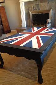 My friend jade from finders keepers blog had a client that wanted to do something new and fresh to her coffee table. British Flag Coffee Table British Decor Kitchen Furniture Inspiration Union Jack Decor