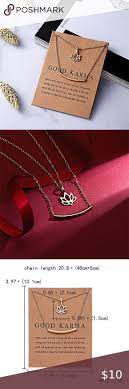 2 20 Good Karma Lotus Layer Bar Necklace Karma Jewelry Womens Jewelry Necklace Bar Necklace