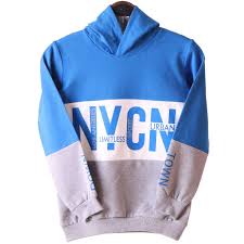 Erkek Cocuk Sweatshirt Kapusonlu Gri Mavi 8 14 Yas