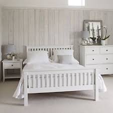 Stylish Wooden Bed With White Painted Solid Wood Frame Bed Has A Pine Slatted Base Simple Self Assembly Please N White Bed Frame Bedroom Design Bedroom Sets
