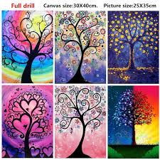 Full Diamond Round Diamond 5d Diy Diamond Painting Color Treediamond Embroidered Cross Stitch Rhinestone Mosaic Gift Cross Paintings Diamond Painting Tree Art