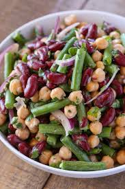 The Classic Three Bean Salad With Green Beans Garbanzo Beans And Kidney Beans Tossed With A Swe Bean Salad Recipes Bean Salad Recipes Healthy Three Bean Salad