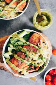 Adding smoked salmon to your favorite breakfast, appetizer, or main entrée is a great way to add flavor and healthy fat. Easy Paleo Salmon Salad Bowls Whole30 Keto The Real Simple Good Life
