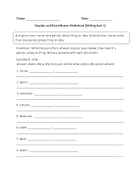 Writing With Singular And Plural Nouns Worksheet Plural Nouns Worksheet Plurals Nouns Worksheet