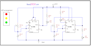 Below are few examples of timer circuits used in different applications. Traffic Light Circuit Using Ic 555