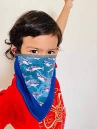 Bandana Style Kids Face Mask With Ear Loops Wild Sharks Swimming Child Neck Face Cover Summer Face Mask Cotton Bandana Usa In 2020 Face Masks For Kids Bandana Styles Mask For Kids