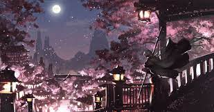 Night City Of Sakura Wallpaper Engine Anime Pink Wallpaper Anime Anime Scenery Wallpaper Cute Laptop Wallpaper