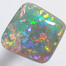 Solid semi black opal sparkling floral harlequin pattern with orange and yellow over green and blue. Aussie Treasure Chest Shopping Cart Solid Crystal Opal Floral Harlequin Pattern Very Bright See Video