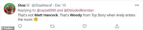 Secretary of state for health & social care and mp for west suffolk. Health Secretary Is Compared To Toy Story S Woody After Video Showed Him Flopping Into His Seat Daily Mail Online