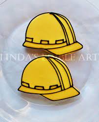 Hard Hat Cookies 1 Dozen In 2021 Construction Cookies Hat Cookies Cookie Decorating