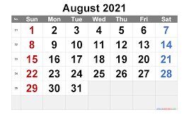 Free Printable August 2021 Calendar Free Premium In 2020 Calendar Printables Printable Calendar Numbers Calendar With Week Numbers