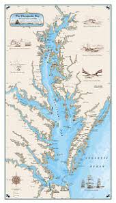 Details About Original Chesapeake Bay Chart Paper Nautical Art Print Map