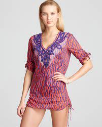 Milly Squiggle Print Limon Beaded Tunic Swimsuit Cover Up Women Swimsuits Cover Ups Bloomingdale S Beaded Tunic Swimsuit Cover Women Swimsuits
