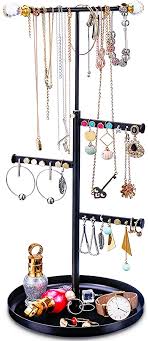 Cabinet organisation for less, at your doorstep faster than ever! Amazon Com Keebofly Jewelry Tree Stand Organizer Metal Necklace Organizer Display With Adjustable Height For Necklaces Bracelet Earrings And Ring Black Clothing Shoes Jewelry