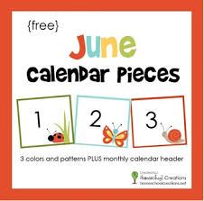 june pocket chart calendar pieces free printable