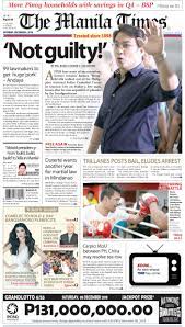 The manila times is one of the leading national daily broadsheets in the philippines. Today S Front Page December 08 2018 The Manila Times