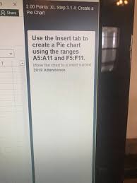 Solved 2 00 Points Xl Step 3 1 4 Create A Pie Chart Sha