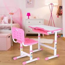 Kids Desks Height Adjustable Children Desk And Chair Set Kids School Desk Student Desk Table W Lamp Pull Out Drawer Storage In 2020 Desk And Chair Set Childrens Desk And Chair Kid
