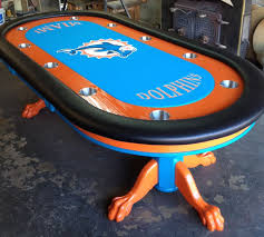 Miami Dolphins Logo Nfl Football Custom Felt Team Colors Football Poker Table Custom Poker Tables Poker Table Poker Table For Sale