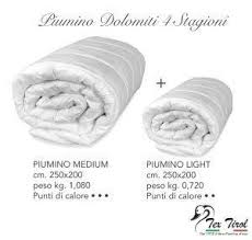 Un piumino da 190 g/mq e un piumino da 130 g/mq. Piumino Oca Tex Tirol Dolomiti 4 Stagioni 50 Piumino Oca 50 Piuma Oca Matrimoniale Cm 250x200 Tex Family Casa E Cucina Ibs