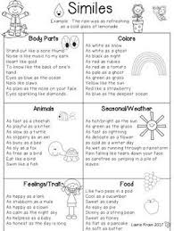 Similes Activities Spring Theme Simile Activities Figurative Language Similes And Metaphors