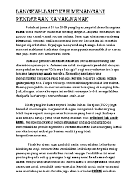 Hal ini merupakan perubahan besar dalam pola kehidupannya , pada sebagian besar anak. Buku Cara Mengatasi Masalah Penderaan