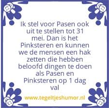 De paastijd eindigt op de vijftigste dag met pinksterzondag, die de uitstorting van de heilige geest over de apostelen gedenkt (vgl. Tamaartje On Twitter Pasen Humor Pinksteren