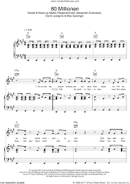 Dass wir nicht verstehen ich weiß es nicht doch ich frag es mich schon wie hast du mich gefunden einer von 80 millionen hier war das ufer unserer begegnung du warst schon draußen und kamst nochmal zurück du sagtest hi und mir fehlten die worte war alles anders mit. Giesinger 80 Millionen Sheet Music For Voice Piano Or Guitar