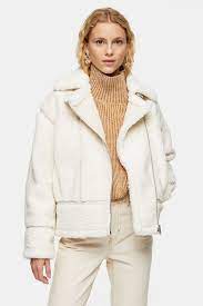 Cream Teddy Biker Jacket Topshop Biker Jacket Jackets Biker Coat