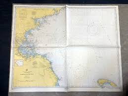 Vintage 1950s Nautical Chart Mass Marthas Vineyard To Block