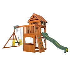 Backyard Discovery Atlantis Residential Wood Playset Lowes Com Wooden Swing Set Swing Set Wooden Swings