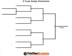 9 Team Seeded Single Elimination Printable Tournament Bracket Tournaments Teams Bracket