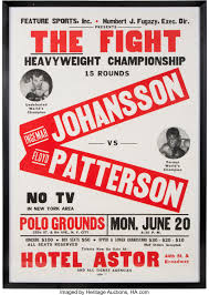 1960 Ingemar Johansson vs. Floyd Patterson II Large On-Site Boxing ...