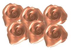 Rose gold flowers for cake. Amazon Com Rose Gold 6pk Wedding Birthday Cake Decoration Sugar Roses Grocery Gourmet Food