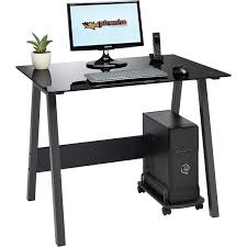 Coasteressence amaturo writing desk with glass top clear. Piranha Quality Home Office Stylish And Compact Black Glass Computer Desk Pc 7bg For Sale Online Ebay