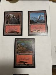 MTG MAGIC ARTIST Douglas Shuler Signed Mountain x3 (1 of Each Art!) Beta  EX/LP $90.00