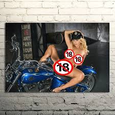 Cuadro de chica desnuda y motocicleta con pechos grandes, pinturas  artísticas de pared de mujer Sexy, impresiones en lienzo, carteles para  decoración del hogar y la sala de estar - AliExpress