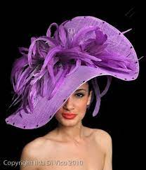Large Violet Sinamay Hat Edged With Swarvoski Crystals Feathers Front Back Found On Ascothats Net Ascot Hats Elegant Hats Beautiful Hats