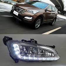 Car Drl Kit For Hyundai Santafe Ix45 2013 2014 2015 Led Daytime Running Light Bar Super Bright Fog Lamp Bulb C Hyundai Santa Fe Sport Car Lights Led Fog Lights