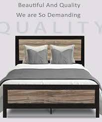 Caforo queen bed modification plate, headboard attachment bracket, bed frame adapter brackets, bed headboard frame conversion kit full to queen set of 2 4.3 out of 5 stars 481 $13.98 $ 13. Allewie Full Size Metal Platform Bed Frame With Wooden Headboard And Metal Slats Rustic Country Style Mattress Farmhouse Goals